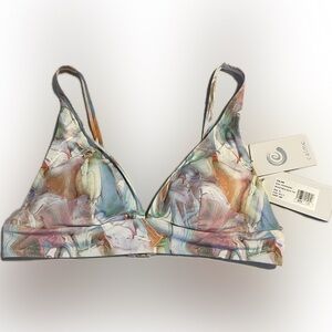 Johnny Was Marble-Print Triangle Bralette in Pastel Multi-Color